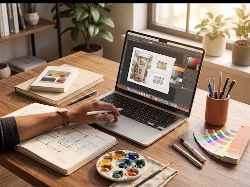 Creative business paint and color wheel 